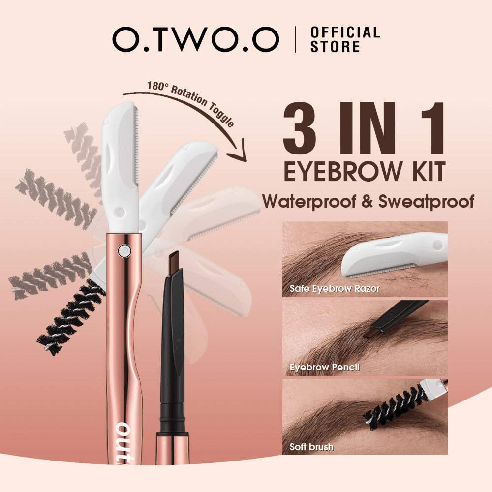 O.Two.O 3 In 1 Eyebrow Pen With Eyebrow Scraper, Brush, Eyebrow Pencil