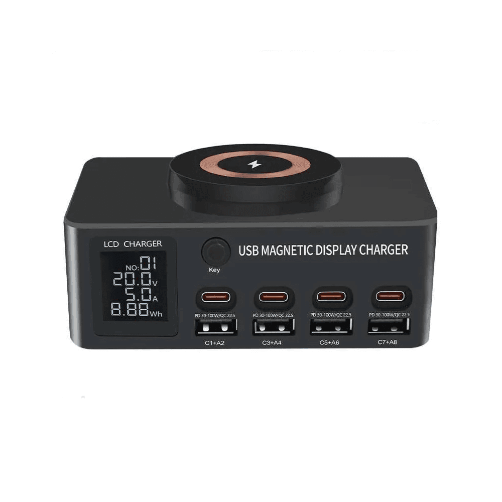 140W 9 in 1 Fast Charging Station with Magsafe Wireless Charger & LED Display