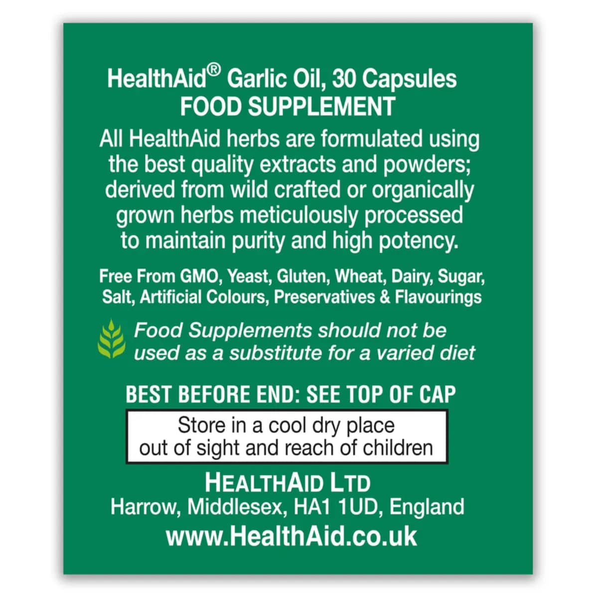 Health Aid Garlic Oil Odourless 30 Tablets