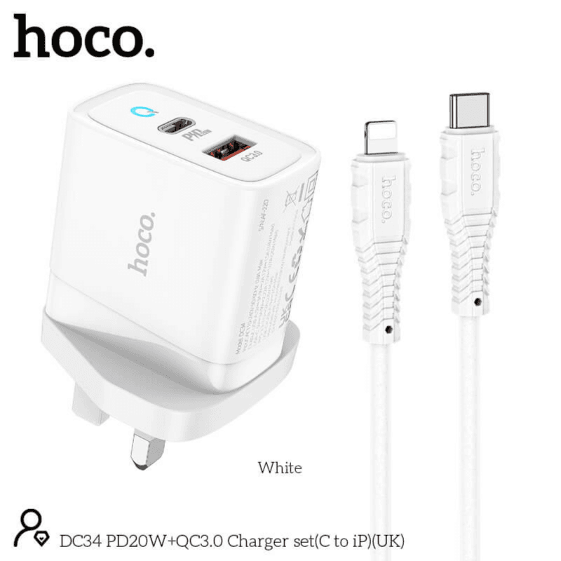 Hoco Dc34 Pd20w + Qc3.0 Dual Port Output Fast Charger