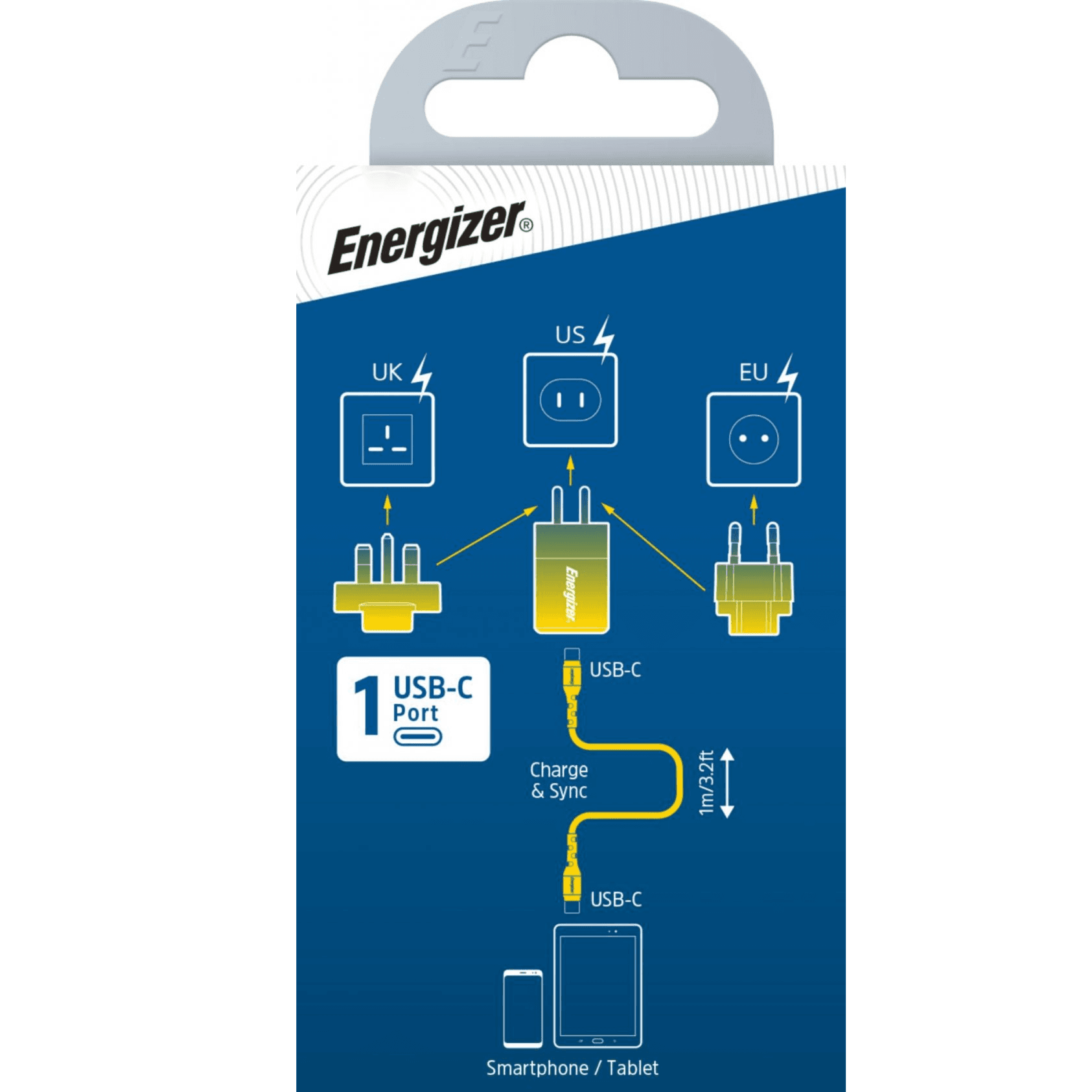 Energizer Wall Charger 20w Multi Plug USB C Cable