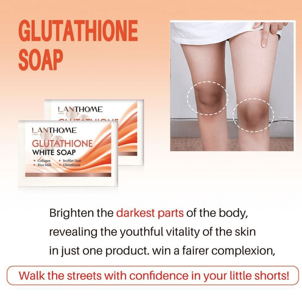 Lanthome Glutathione White Soap - Lanthome Glutathione Whitening Soap Face Skin Brighten Body Reduce Wrinkles Freckles Remove Dark Spots Original Cleansing