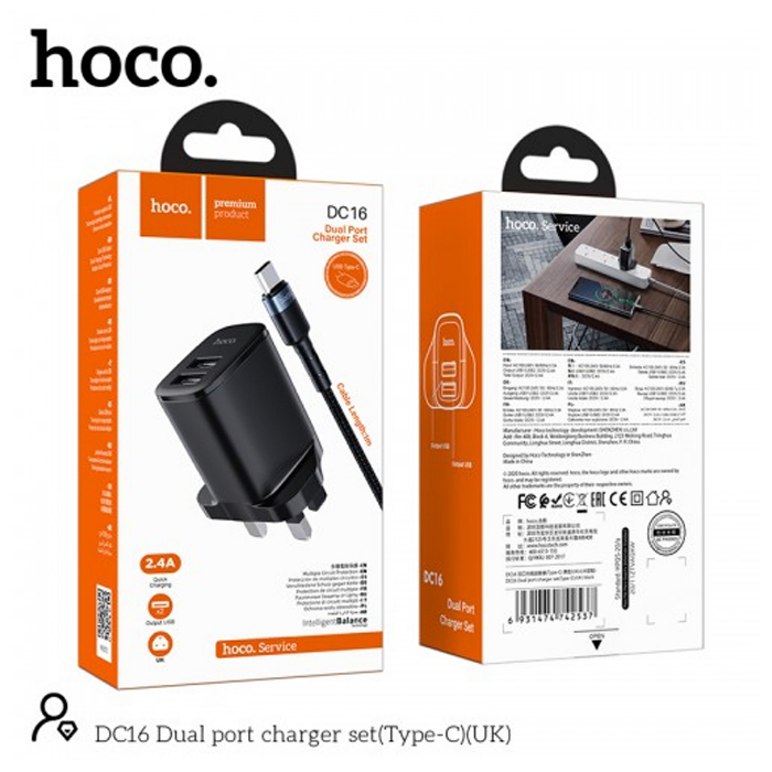 Hoco DC16 Dual Port Charger Type C