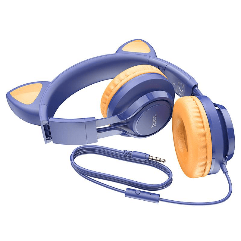 Headphones “W36 Cat ear” with mic “ Midnight blue color “