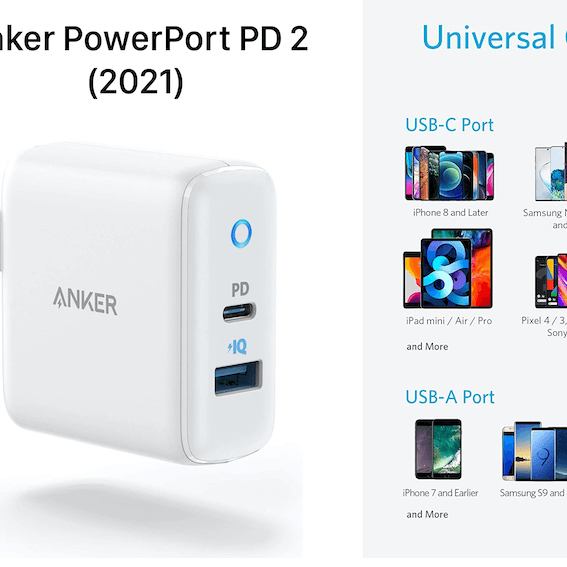 Anker Powerport Pd+2 Adaptor A2636K21 White