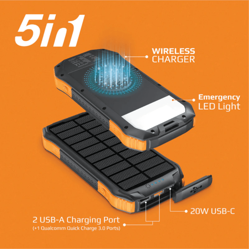 Promate Rugged Ecolight Solar Power Bank 10000mAh