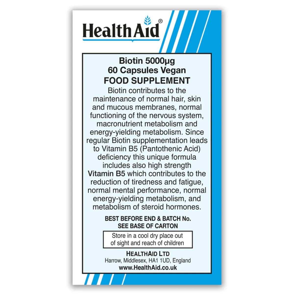 Health Aid Biotin 5000 Mg 60 Cap