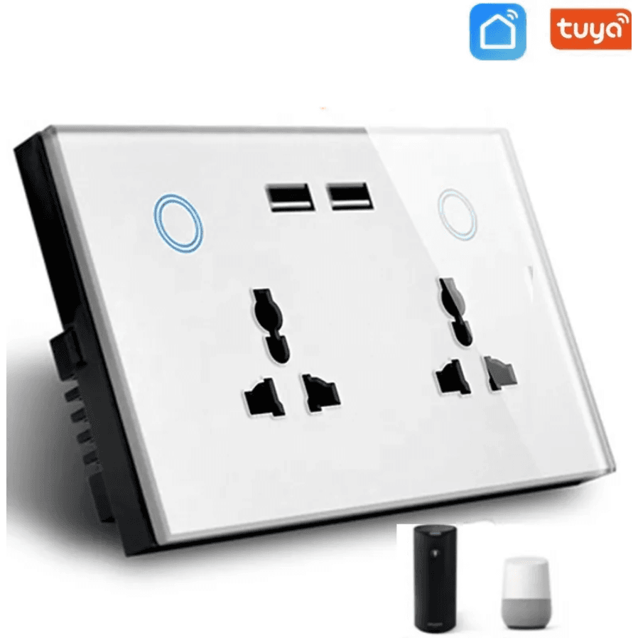 Smart Double Socket With Usb Port(White)