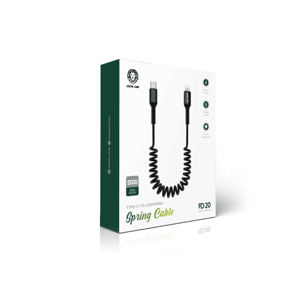 Green Lion Spring Cable Type-C to Lightning – Black