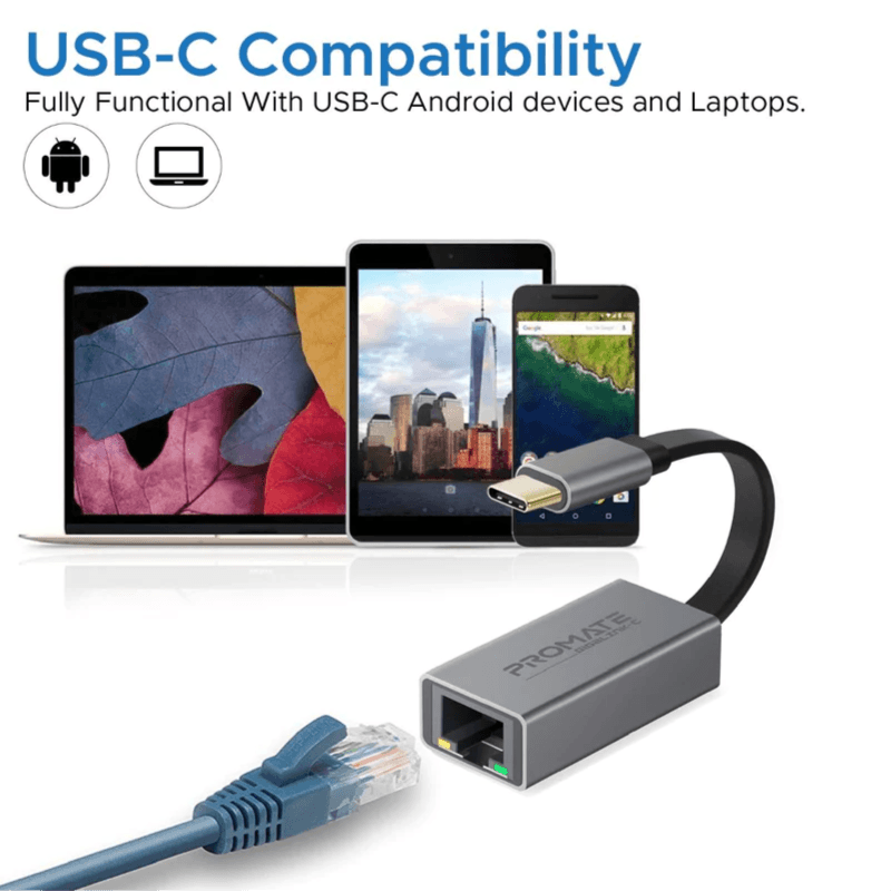 Promate GigaLink-C High Speed USB-C to Gigabit Ethernet Adapter