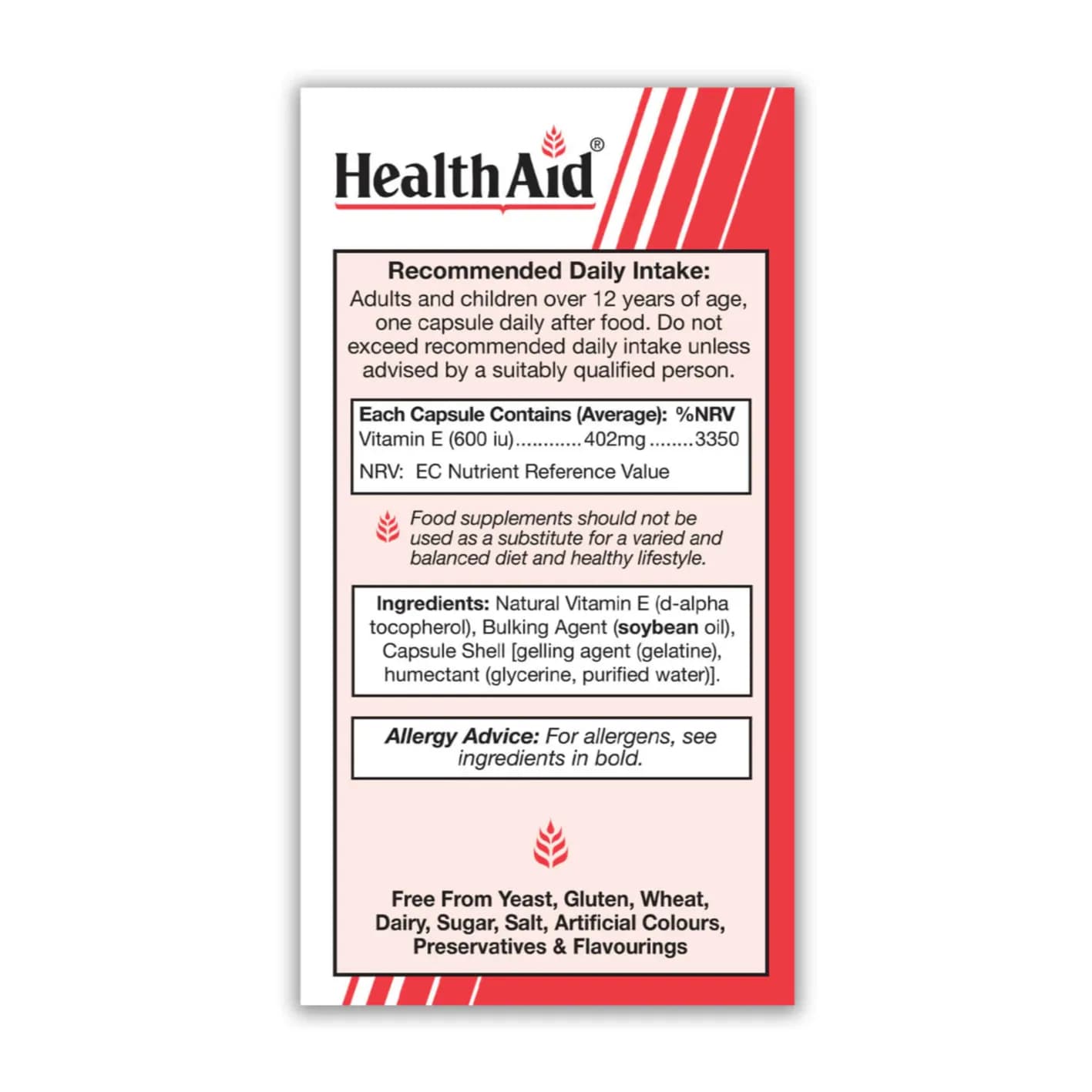 Health Aid E 600 I.U 30 Cap