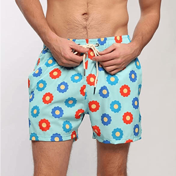 Two Left Feet Blue Daisy Flowers Beach Short