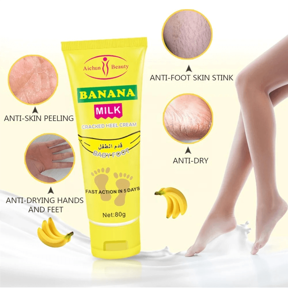 Aichun Beauty Cracked Heel Cream Foot Care Banana Milk Cream Rough Dry Skin Baby Foot 80g