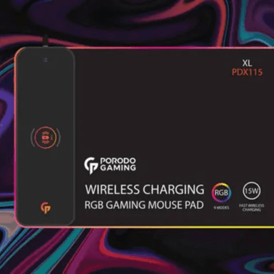 Porodo Gaming RGB Gaming Mouse Pad With 15W Fast Wireless Charger