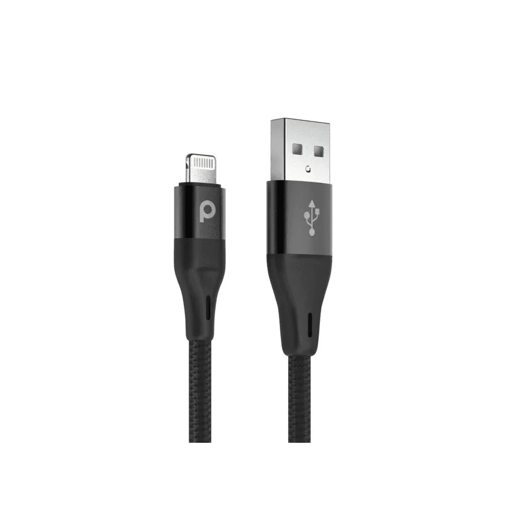 Porodo Braided Usb-a To Lightning Cable (2.4a 1.2m) Black