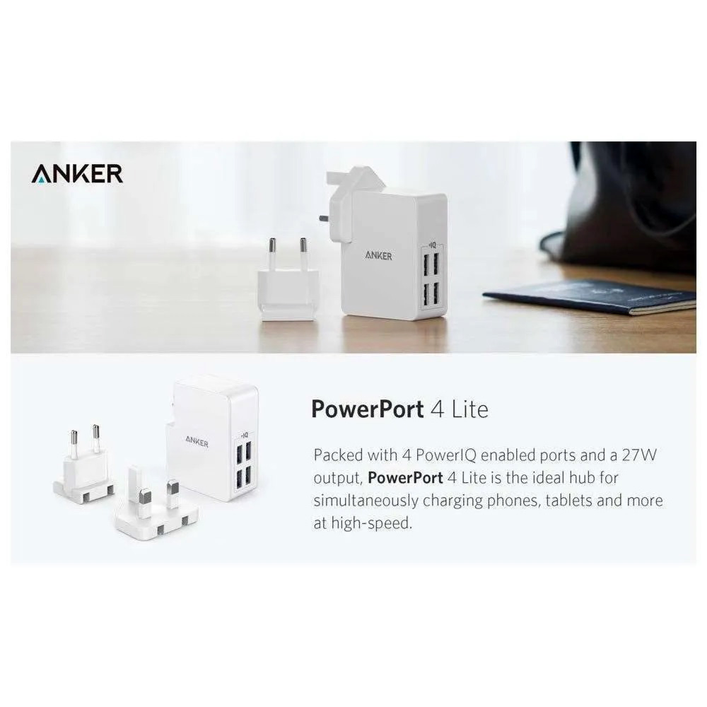 Anker PowerPort Lite 4-Port Travel buddy Power Adaptor -A2042L21