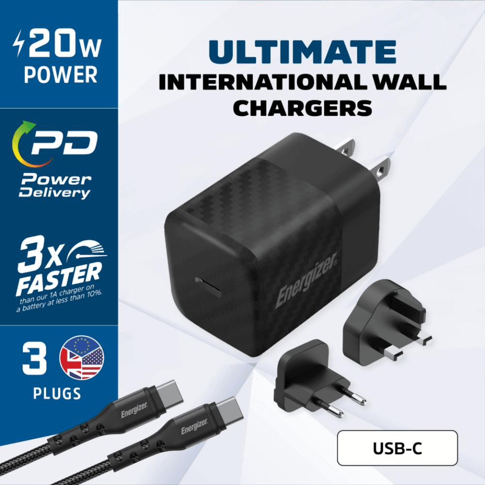 Energizer Wall Charger 20w Multi Plug USB C Cable