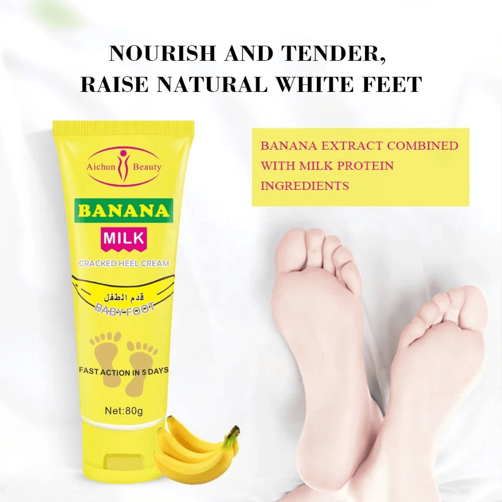 Aichun Beauty Cracked Heel Cream Foot Care Banana Milk Cream Rough Dry Skin Baby Foot 80g