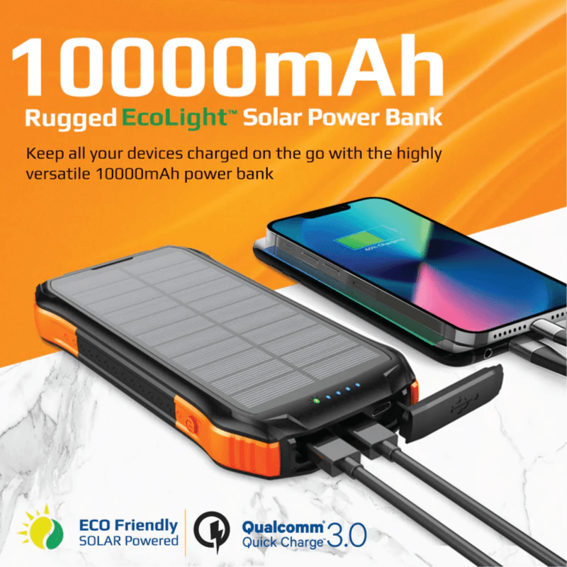 Promate Rugged Ecolight Solar Power Bank 10000mAh