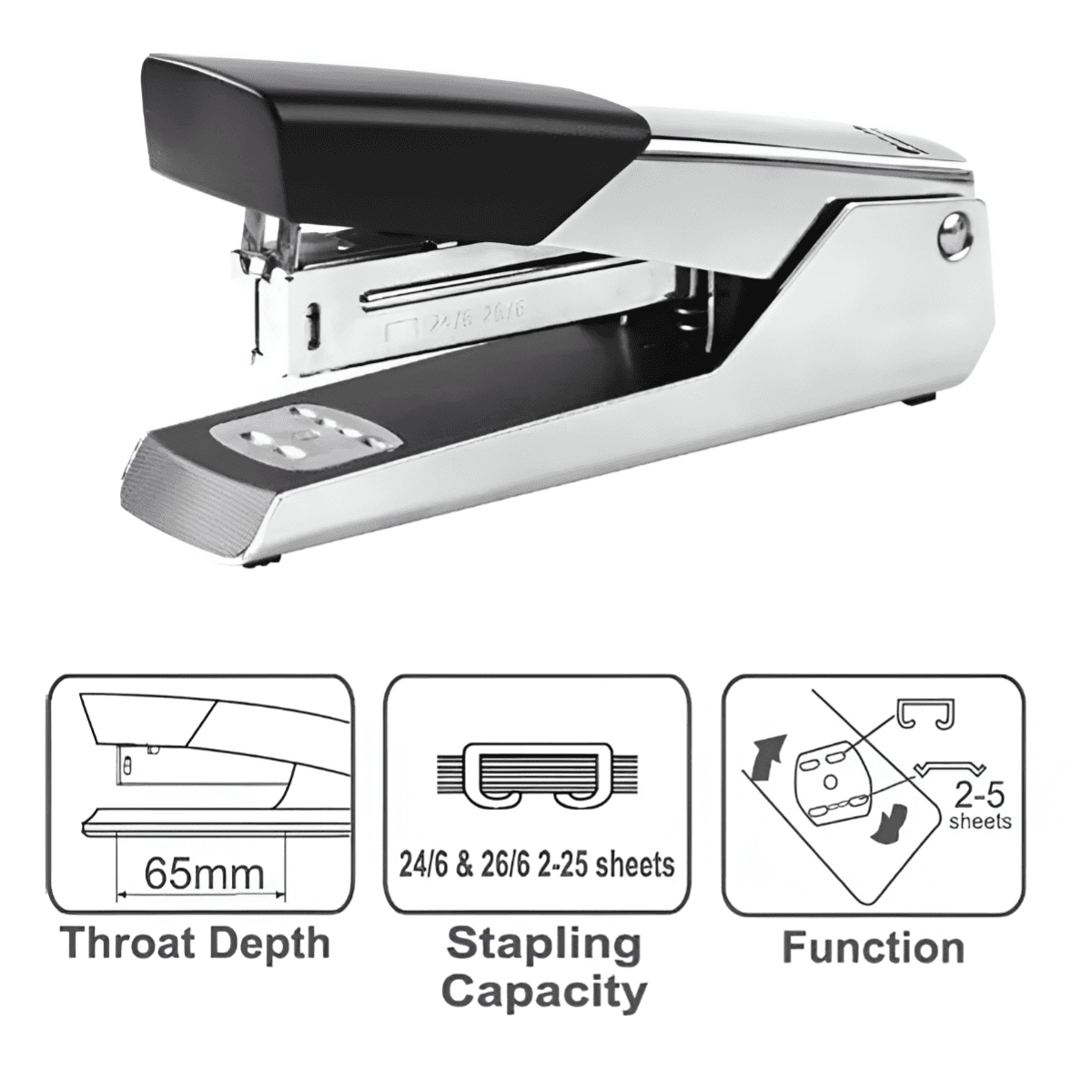 Atlas Half Strip Chrome Metal Stapler (SPAS01)