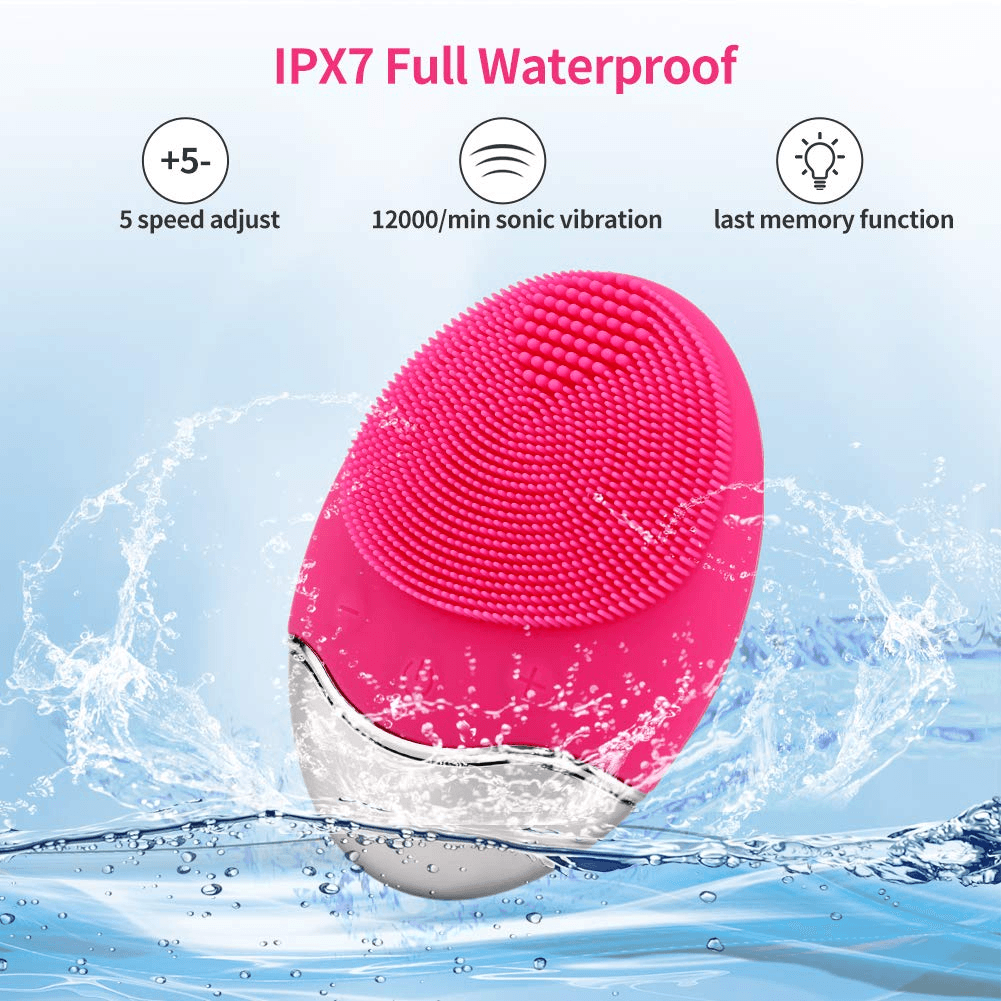 Wireless Silicone Facial Cleanser And Massager - Dark Pink