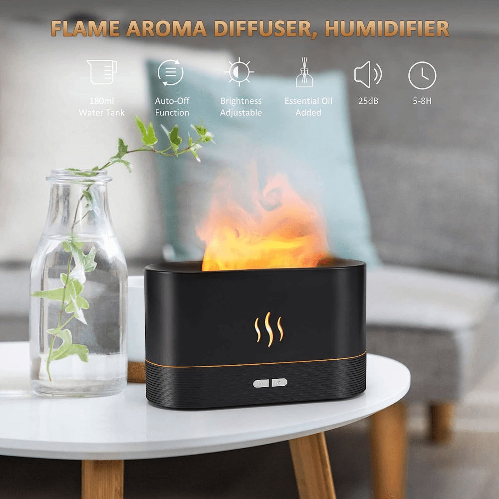 Flame Aroma Diffuser And Humidifier-Black