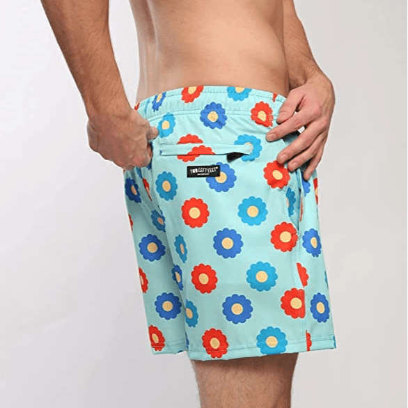 Two Left Feet Blue Daisy Flowers Beach Short