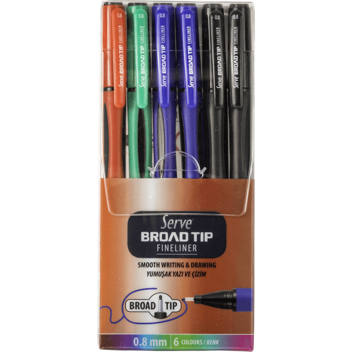 Serve Fineliner Set x 6 Colors 0.8