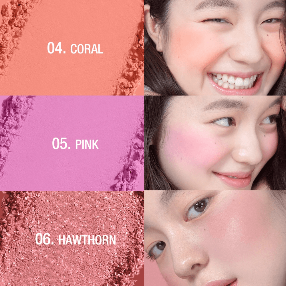 O.Two.O High Pigment 6 Natrual Color Blush Pallete Pink Blush Powder