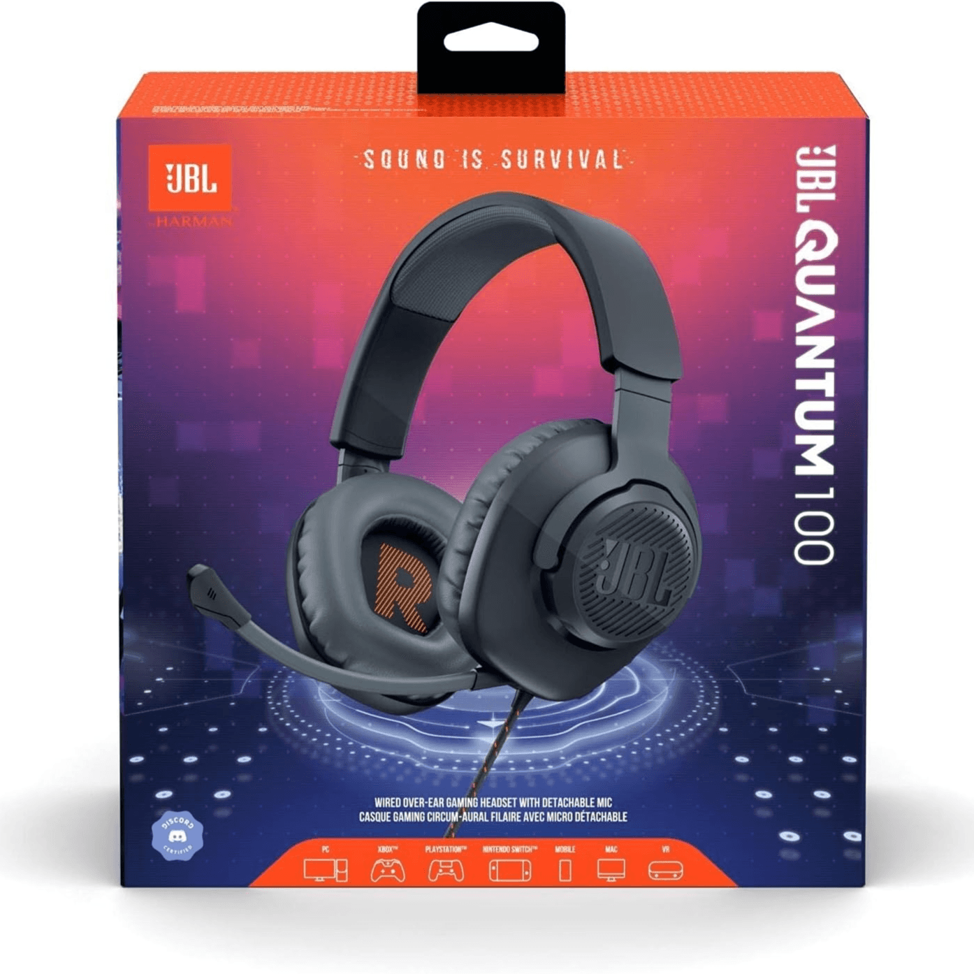 JBL Quantum 100 Wired Headphones - Black