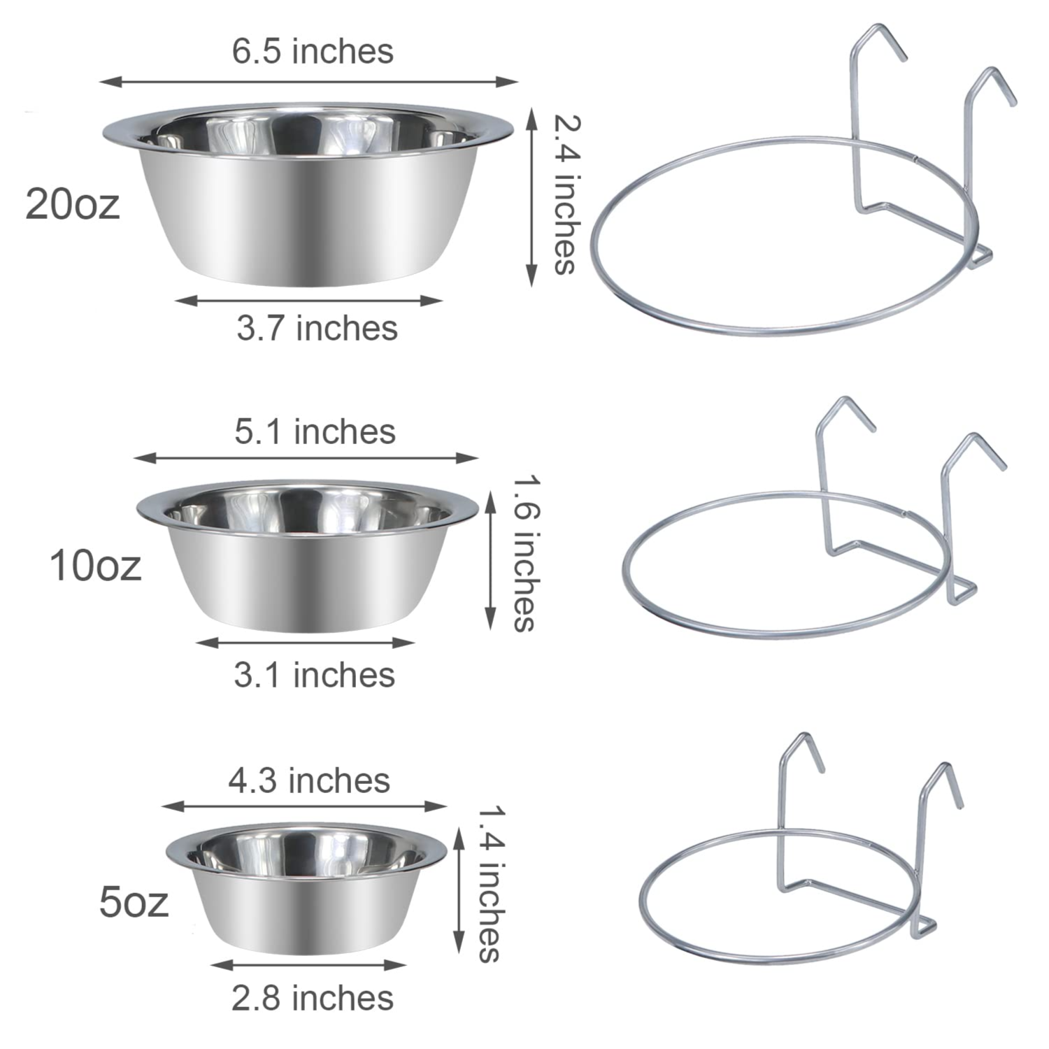 Stainless Steel Hanging Bowl with Bolt Hook- small