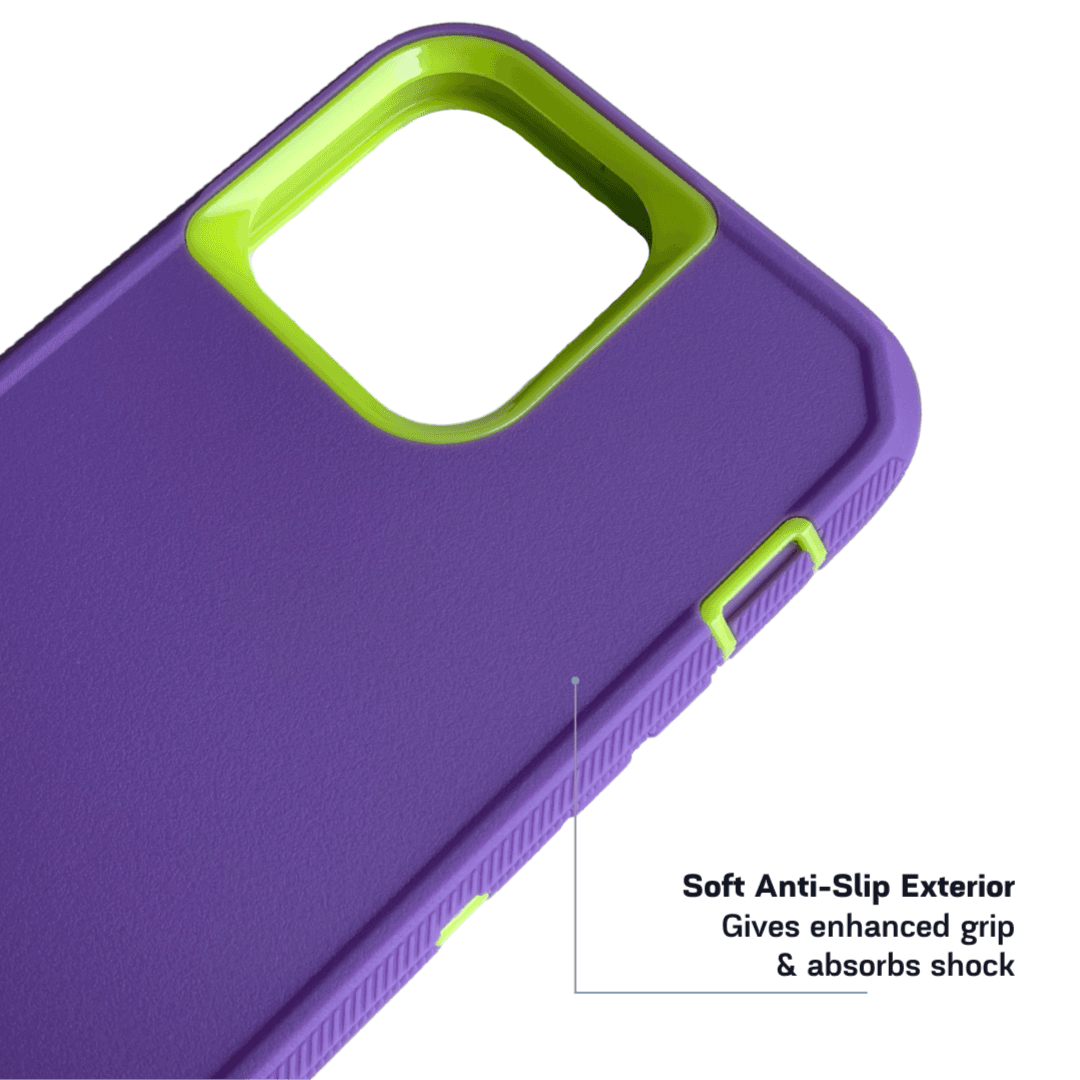 Armor Protective Case iPhone 14 or 14 Plus or 14 Pro Purple Green