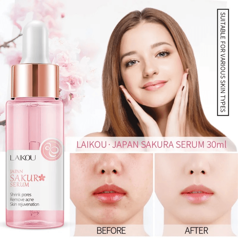 Sakura Face Fluid Essence Moisturizing Skin Shining Cherry Blossom Hyaluronic Acid Serum Essence Shrink Pores Tightening Skin Face Solution