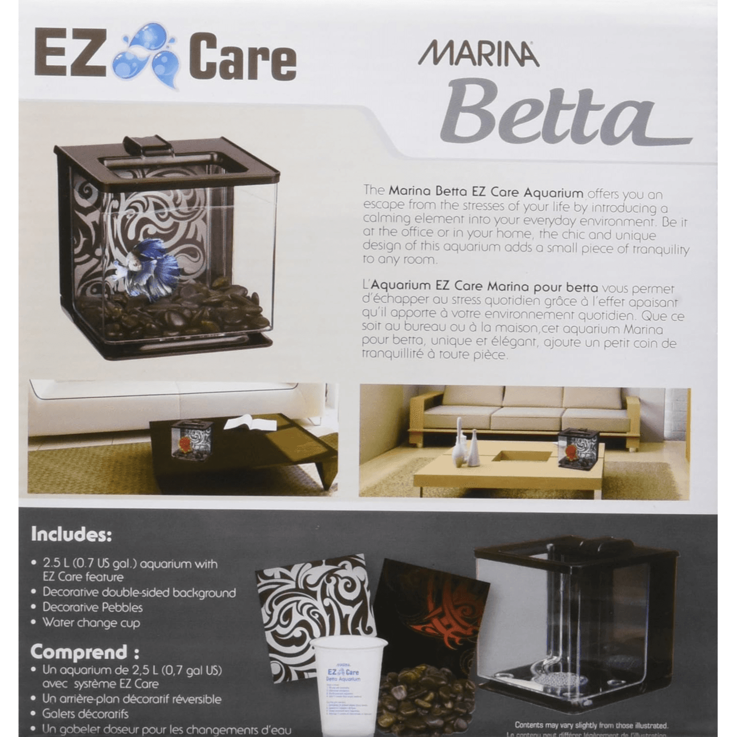 Marina Betta Ez Care Aquarium Black - 2.5 L