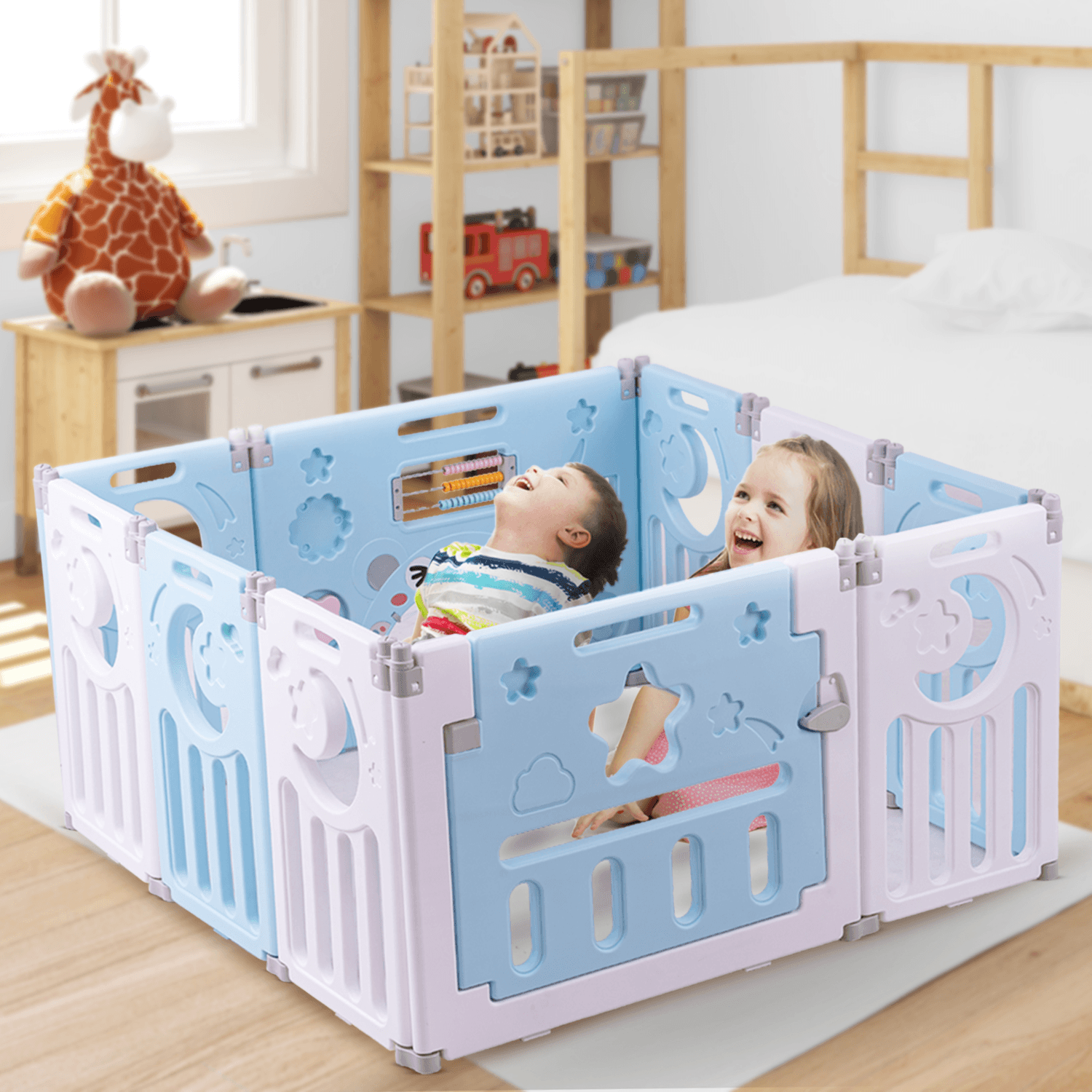 Playard Baybee Playpen For Kids-10 Panels- Play Yard (Paby01_we)