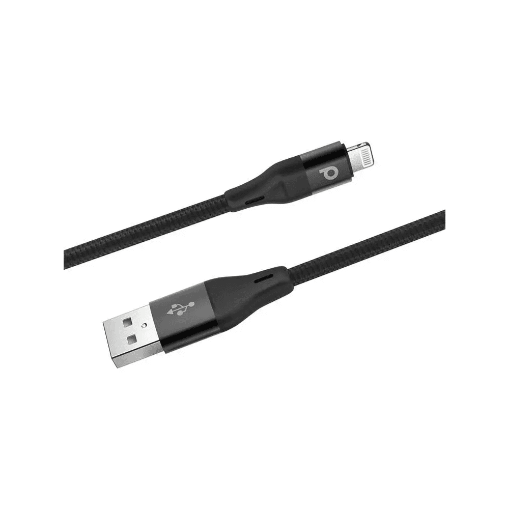 Porodo Braided Usb-a To Lightning Cable (2.4a 1.2m) Black