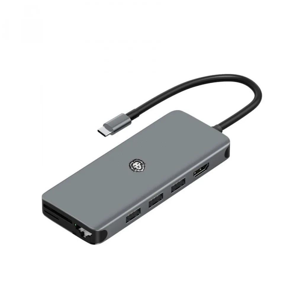 Green Lion 12 In 1 Usb-c Hub 4k – Gray