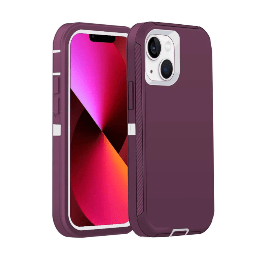 Armor Protective Case For iPhone 14 Pro Max - Maroon White