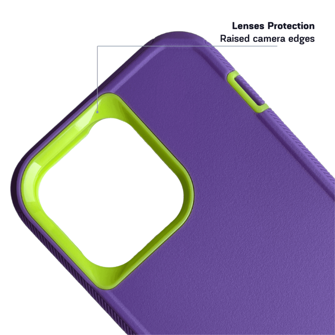 Armor Protective Case iPhone 14 or 14 Plus or 14 Pro Purple Green