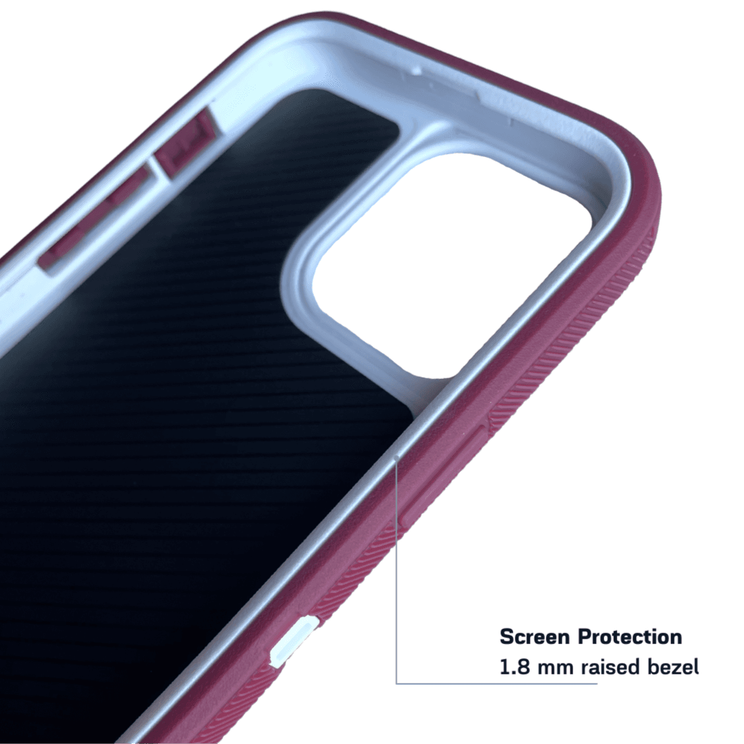 Armor Protective Case iPhone 14 or 14 Plus or 14 Pro Maroon White