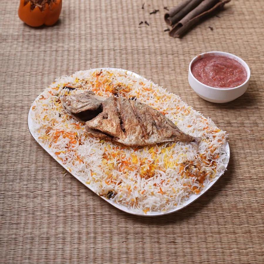 Fried Zubaidi Fish With Biryani Rice