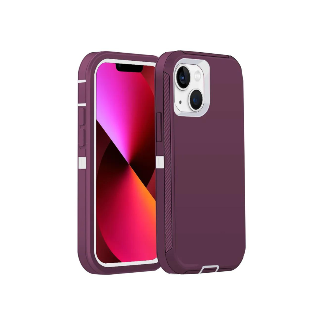 Armor Protective Case iPhone 13 or 13 Pro Maroon White