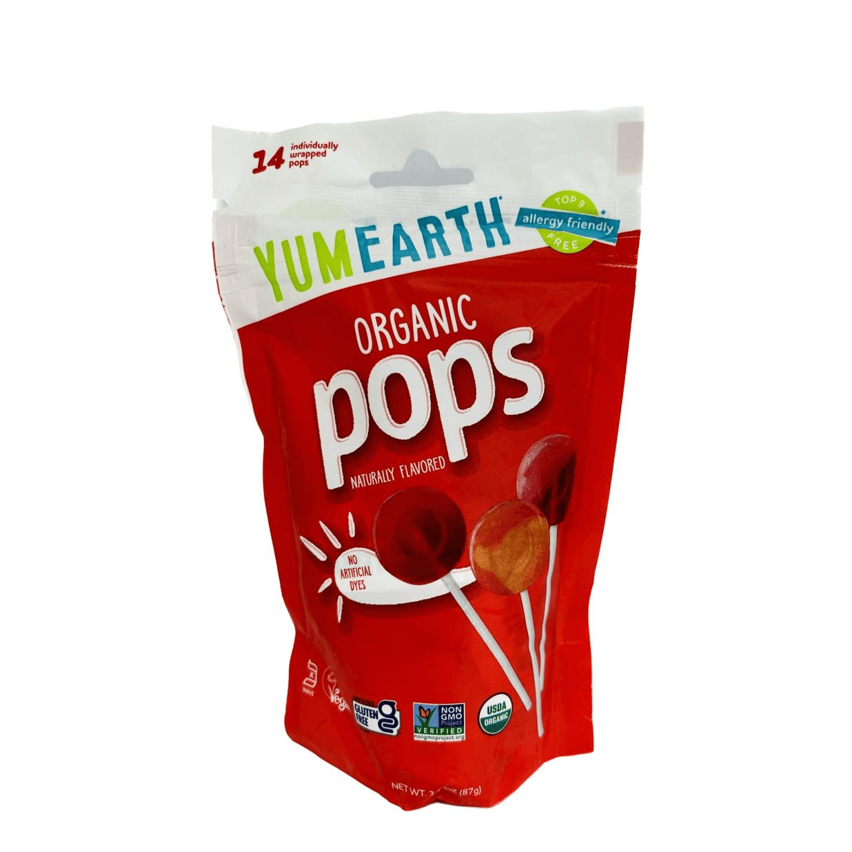 Yumearth Organic Pops With Pomegrante, Strawberry, Peach And Cherry 1 x 14 Pops Bag 87g