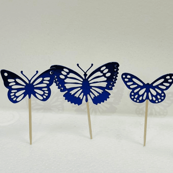 Handmade Blue Butterfly Cup Cake Topper 12 Pieces