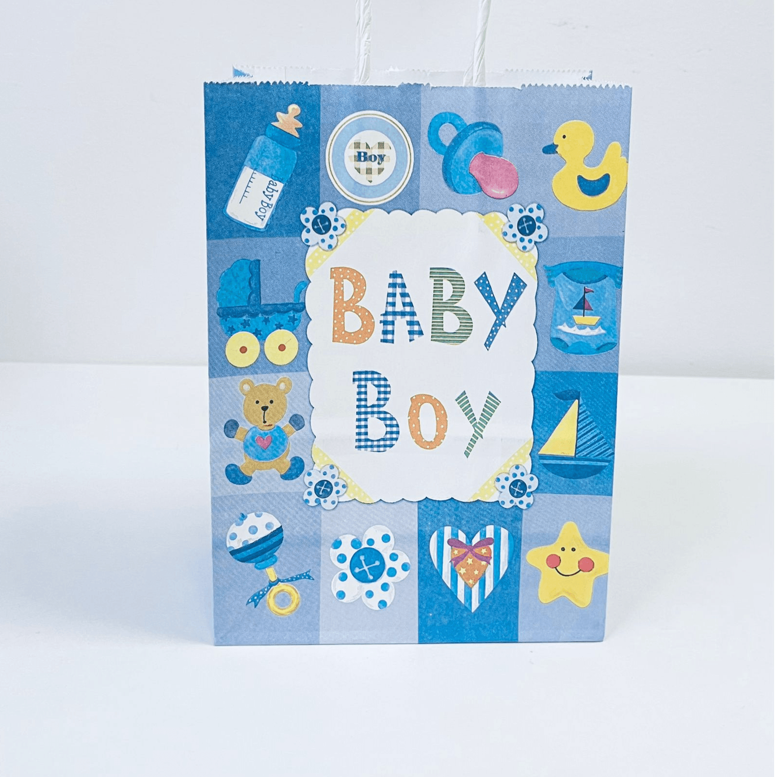 Small Dark Blue Baby Boy Giveaway Gift Bag