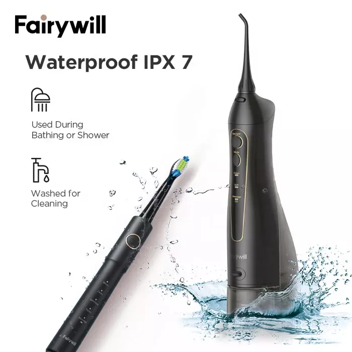 Fairywill Water Flosser/ Oral Irrigator and Electric Toothbrush Combo Black