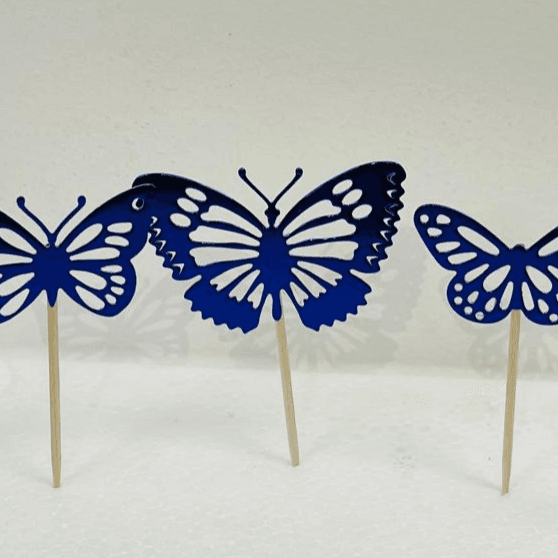 Handmade Blue Butterfly Cup Cake Topper 12 Pieces