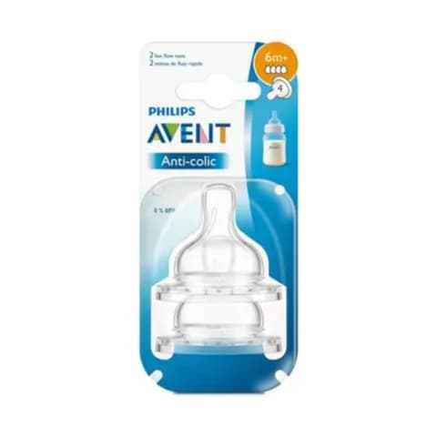 Avent Classic Anti-colic Fast Flow Teat 6+ Months 2 Pieces Code:scf634/27