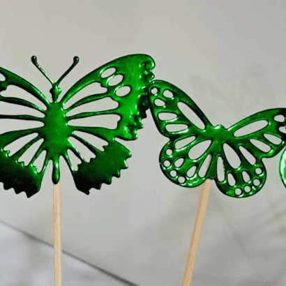 Handmade Green Butterfly Cupcake Topper 12 Pieces