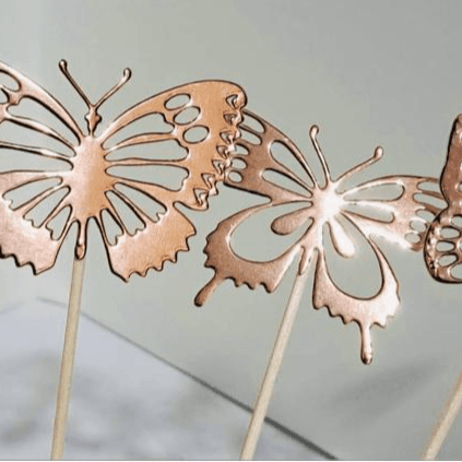 Handmade Butterfly Rose Gold Cupcake Topper